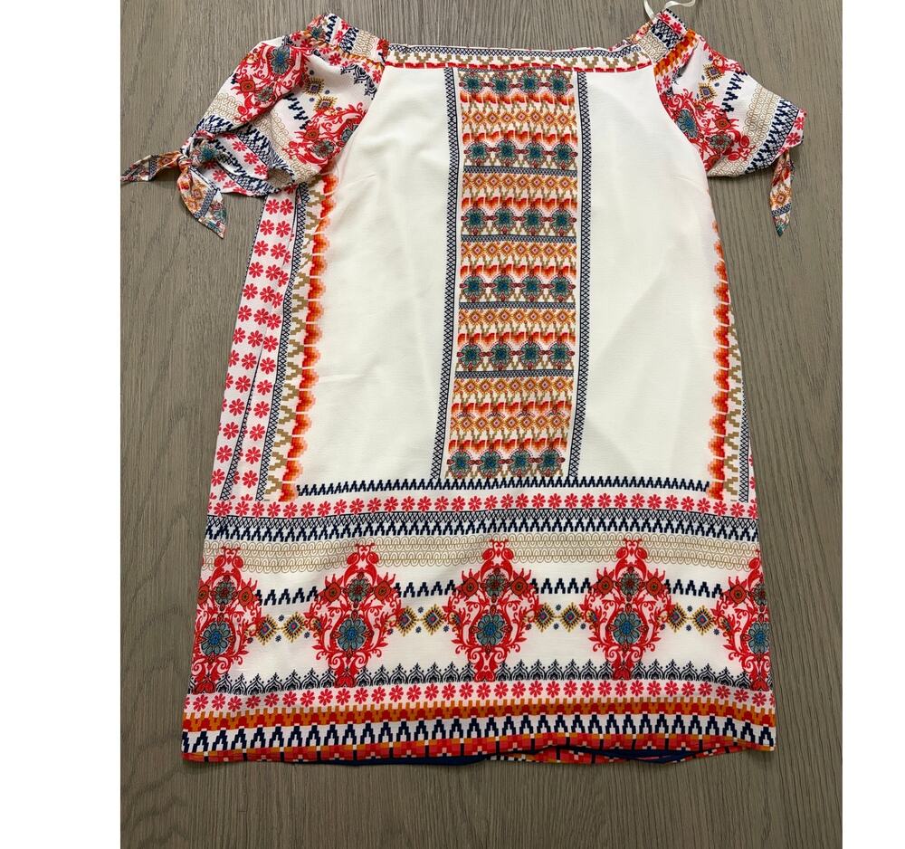Monteau Dress Women’s XL Boho Embroidered Print, Off Shoulder